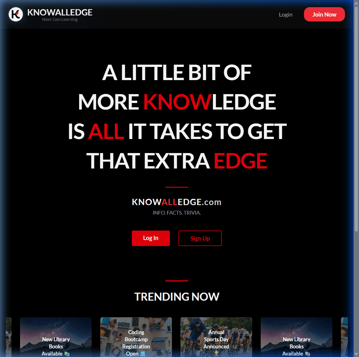 KnowAllEdge website landing page